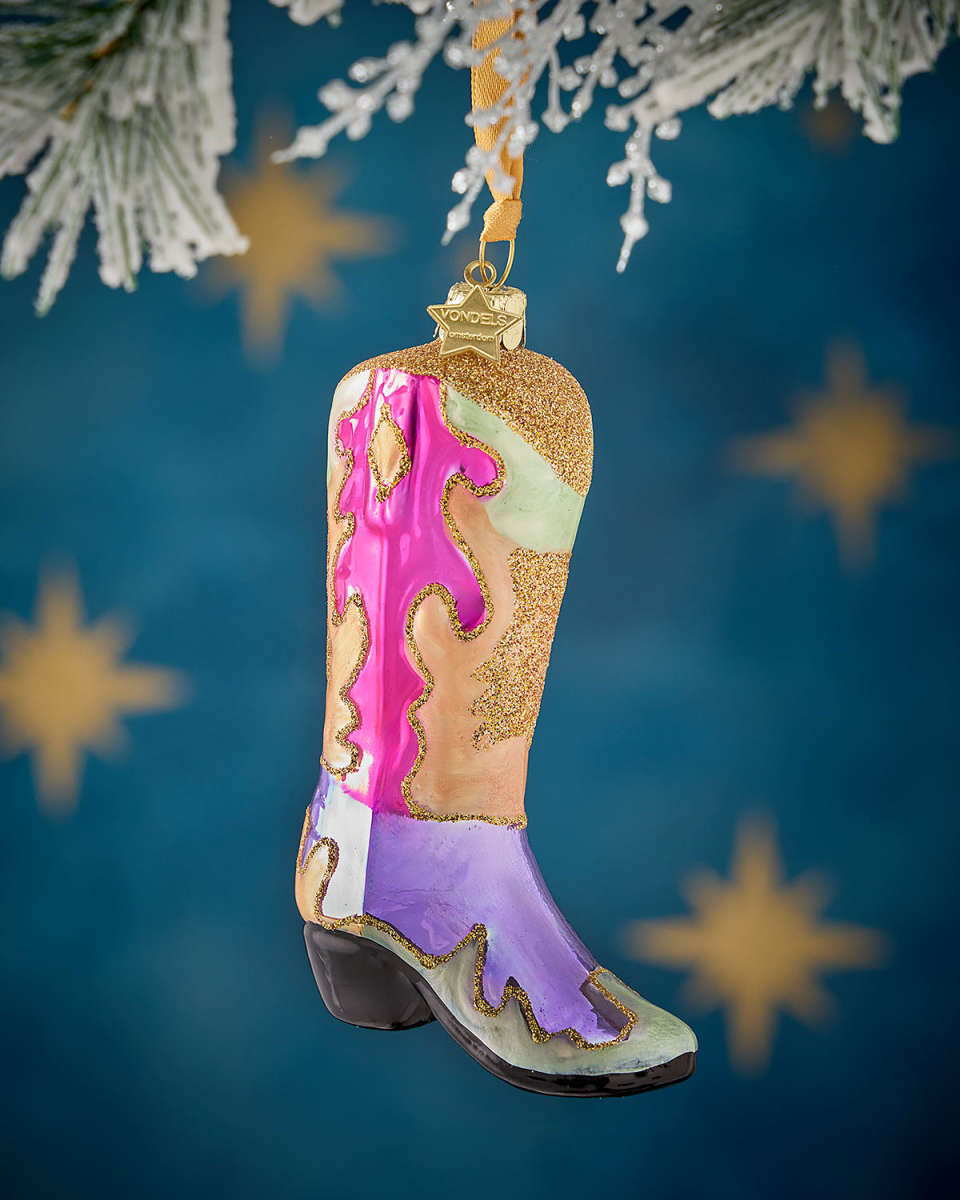 Pink Cowboy Boot Christmas Ornament